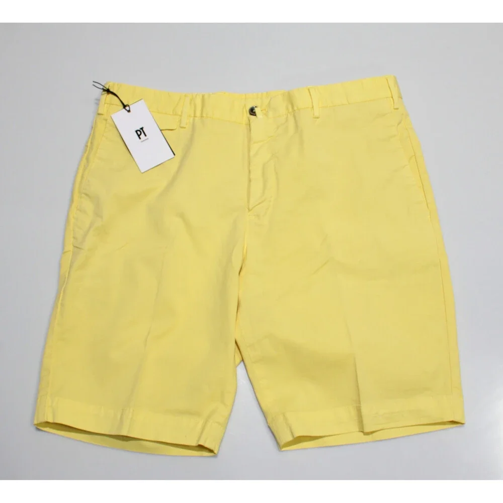 PT Torino NWT Bermuda / Casual Shorts Size 50 (34 US) Solid Yellow Cotton Blend
